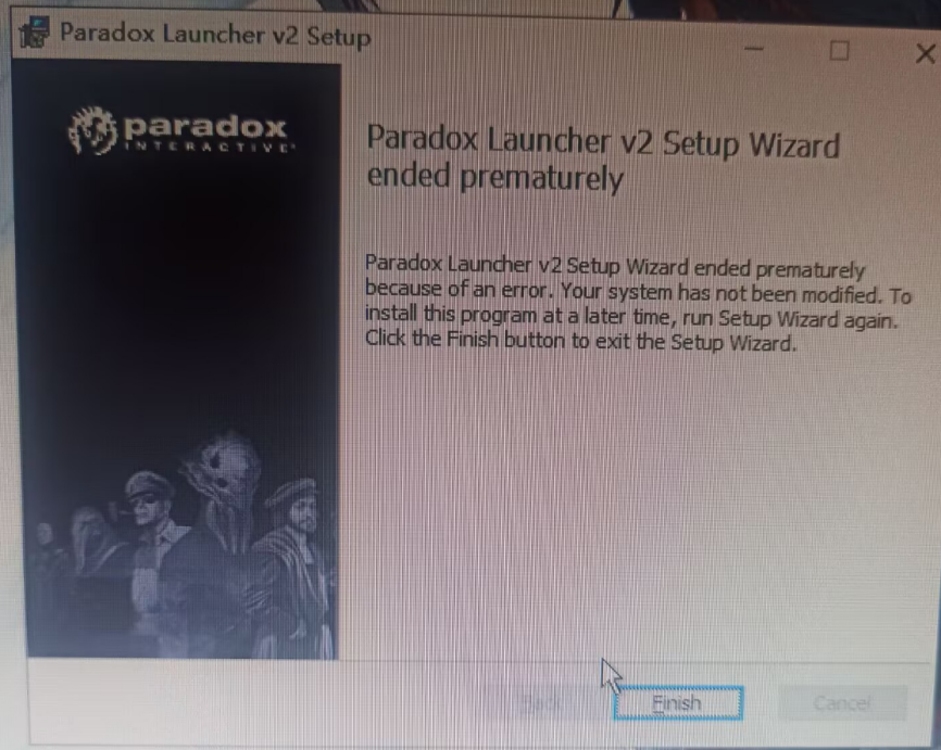 无法删除旧版本的 Paradox Launcher v2:The older version of Paradox Launcher v2 cannot be removed. Contact your technical support group.相关报错截图 4