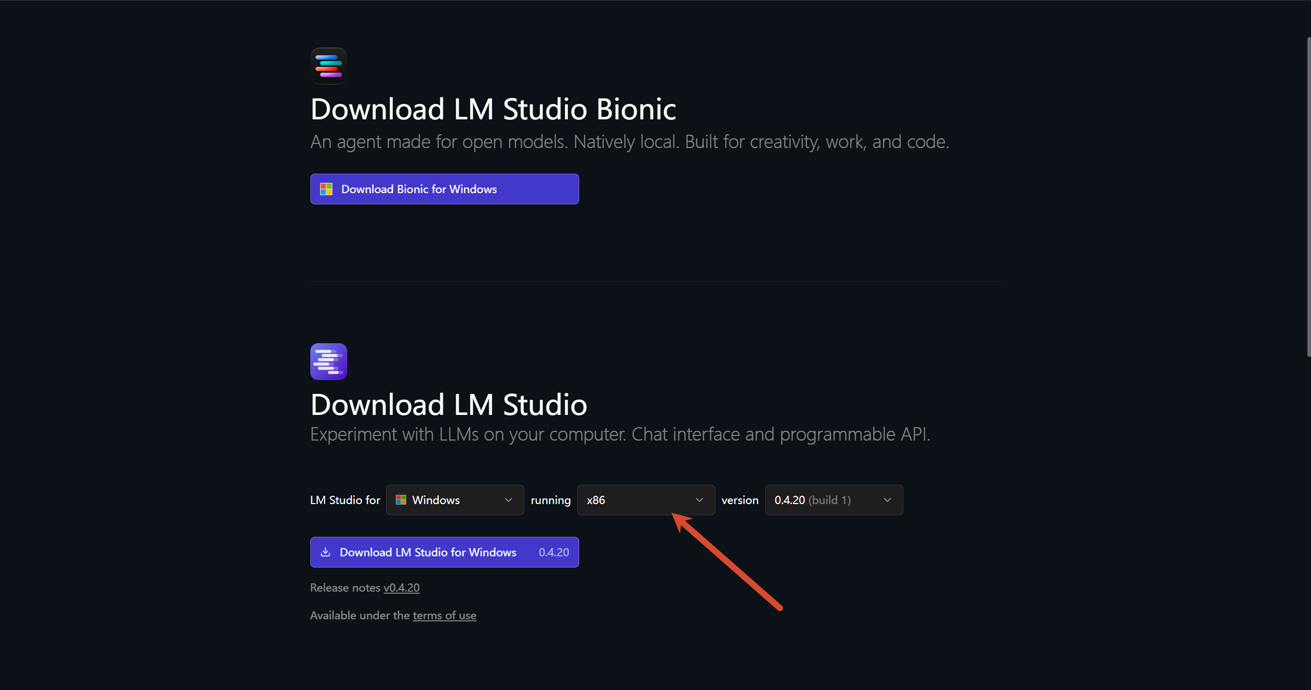 LM Studio 下载页面